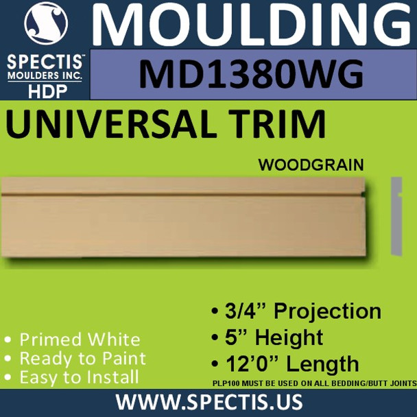 MD1380WG Spectis Wood Grain Base Cap 3/4"P x 5"H x 144"L