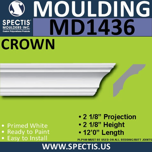 MD1436 Spectis Crown Molding Trim 2 1/8"P x 2 1/8"H x 144"L