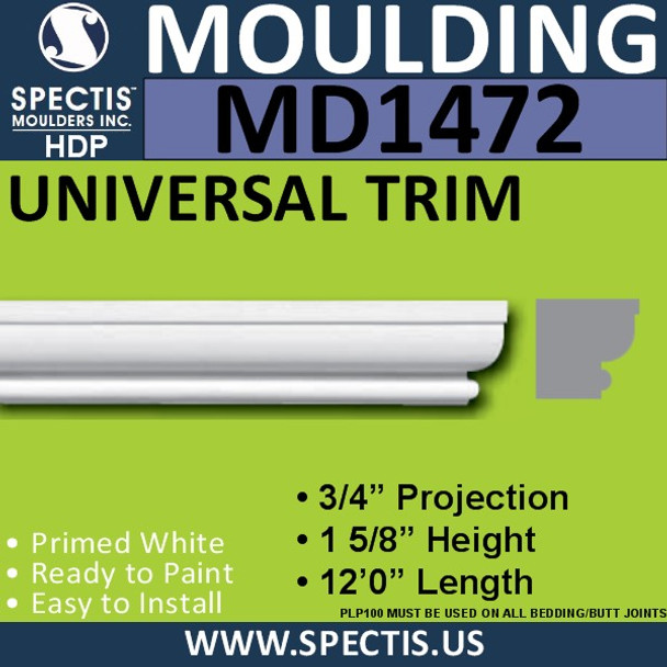 MD1472 Spectis Molding Base Cap 1 11/16"P x 1 5/8"H x 144"L