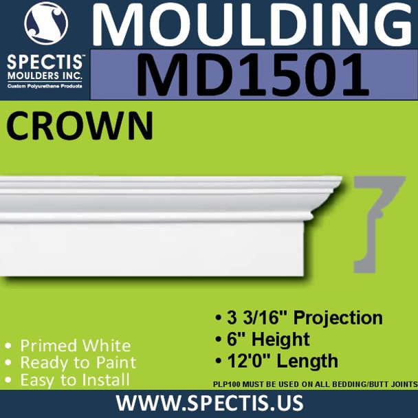 MD1501 Spectis Crown Molding Trim 3 3/16"P x 6"H x 144"L