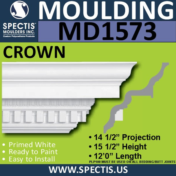 MD1573 Crown Molding Dentil 14 1/2"P x 15 1/2"H x 144"L