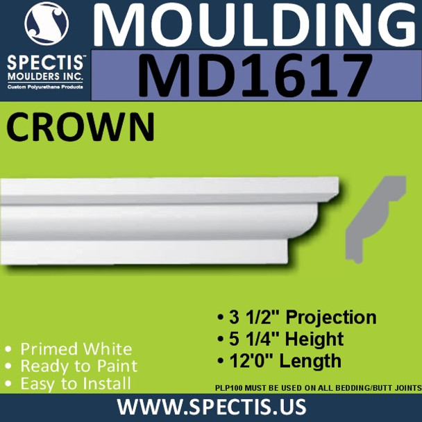 MD1617 Spectis Crown Molding Trim 3 1/2"P x 5 1/2"H x 144"L