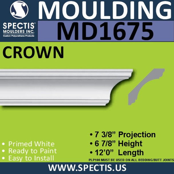 MD1675 Spectis Crown Molding Trim 6 7/8"P x 7 3/8"H x 144"L