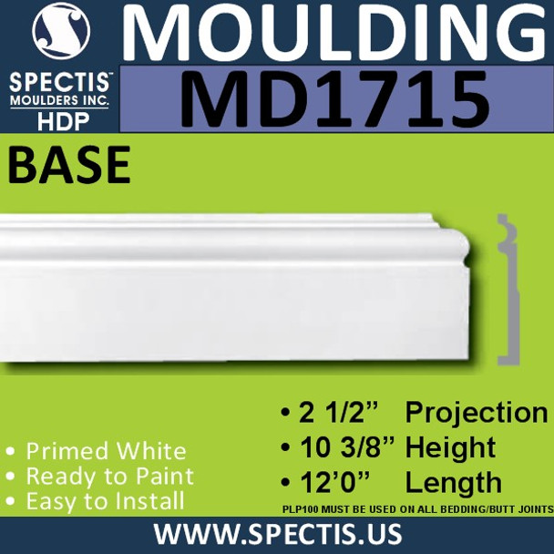 MD1715 Spectis Molding Base Trim 2 1/2"P x 10 3/8"H x 144"L