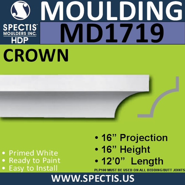MD1719 Spectis Crown Molding Trim 16"P x 16"H x 144"L