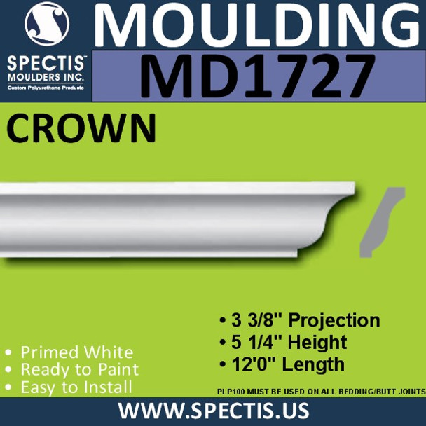 MD1727 Spectis Crown Molding Trim 3 3/8"P x 5 1/4"H x 144"L