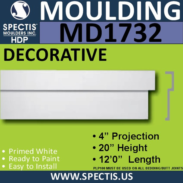 MD1732 Spectis Molding Cap Trim 4"P x 20"H x 144"L