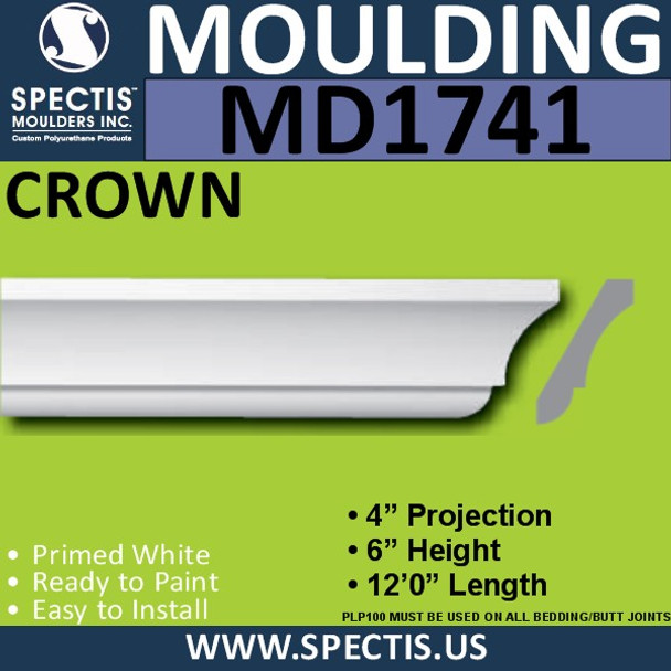 MD1741 Spectis Crown Molding Trim 4"P x 6"H x 144"L