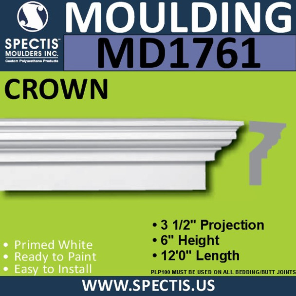 MD1761 Spectis Crown Molding Trim 3 1/2"P x 6"H x 144"L