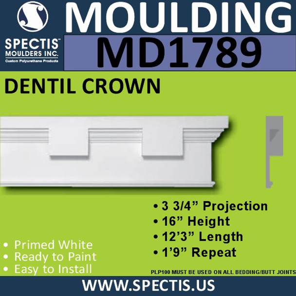 MD1789 Spectis Molding Dentil Trim 3 3/4"P x 16"H x 148"L