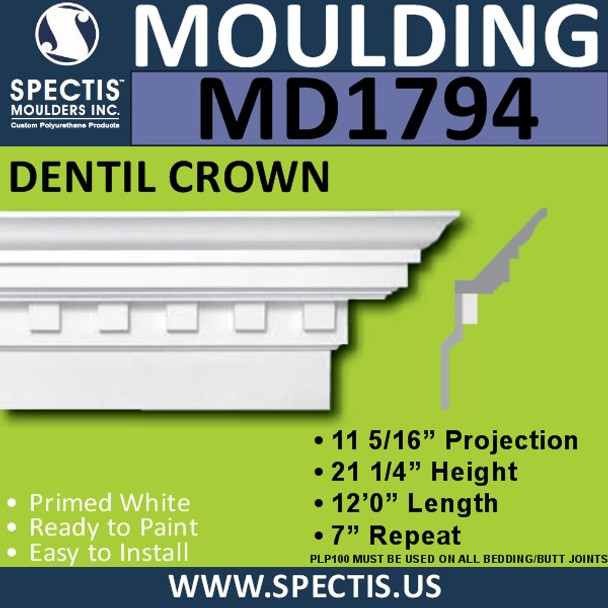 MD1794 Spectis Crown Molding Trim 11 5/16"P x 21 1/4"H x 144"L