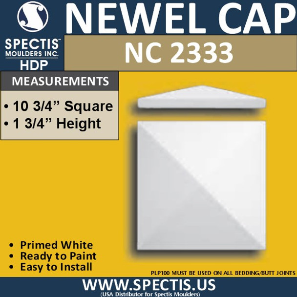 NC2333 Urethane Newel Cap 10.75" W x 1.75" H