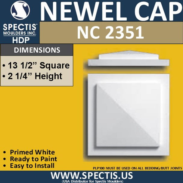 NC2351 Urethane Newel Cap 13.5" W x 2.25" H