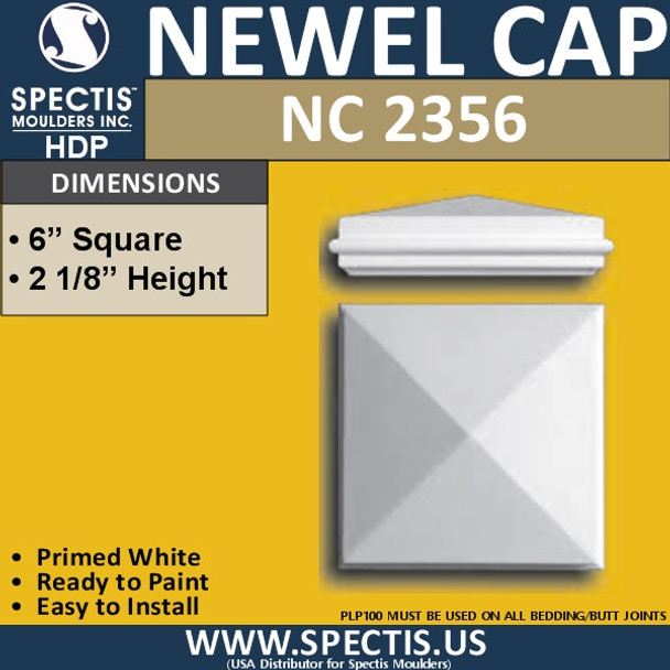 NC2356 Urethane Newel Cap 6" W x 2.2" H