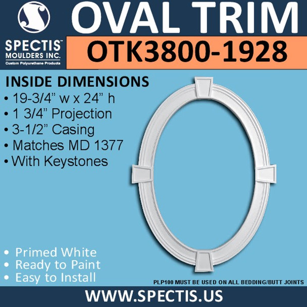 OTK3800-1928 Oval Trim 19 3/4"W X 28 1/2"H Inside with 3.5" Casing