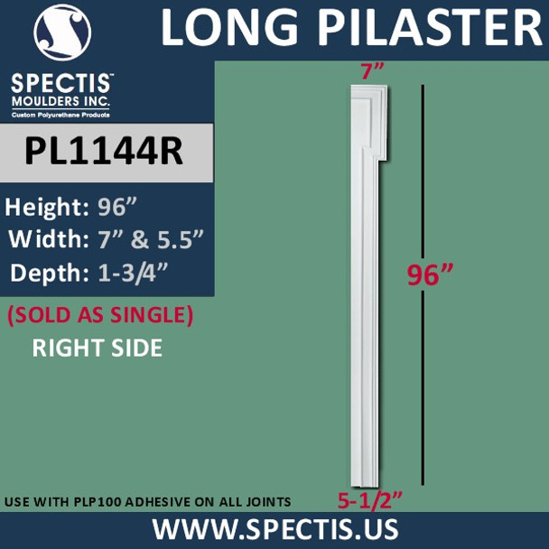 PL1144R Right Side Smooth Long Pilaster Spectis 7" x 96"