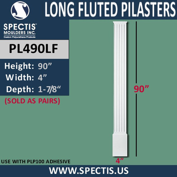 PL490LF Long Fluted Pilasters from Spectis 4" x 90"