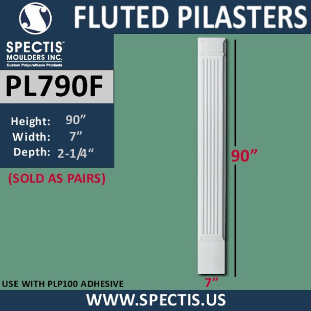 PL790F Fluted Pilasters from Spectis Urethane 7" x 90"