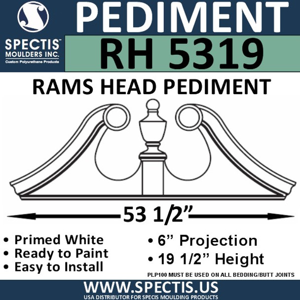 RH5319 Rams Head Window/Door Pediment 53 1/2" x 19 1/2"
