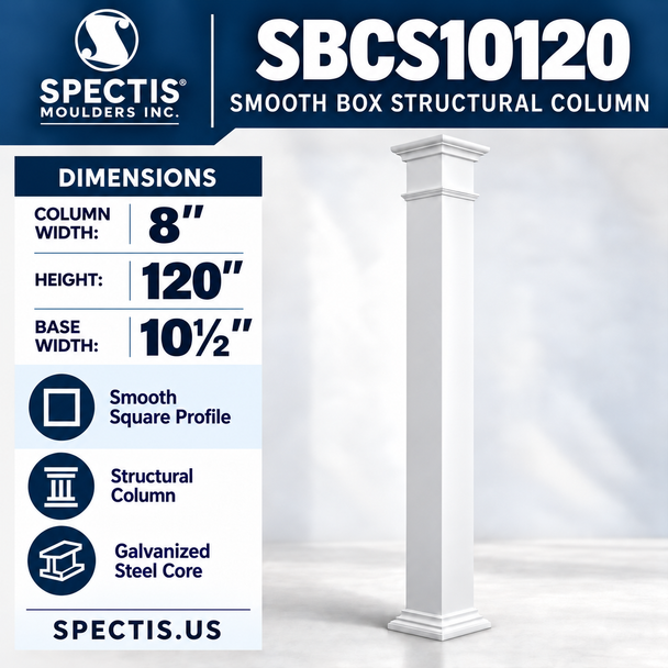 SBCS10120 Smooth Box Column Structural 8" x 120"H