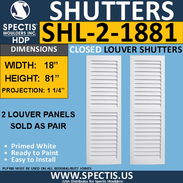 SHL-2 1881 2 Panel Closed Louver Shutters 18 x 81