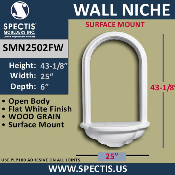 SMN2502FW Surface Mount Wall Niche Flat White Woodgrain 23 1/2" x 40 1/2"