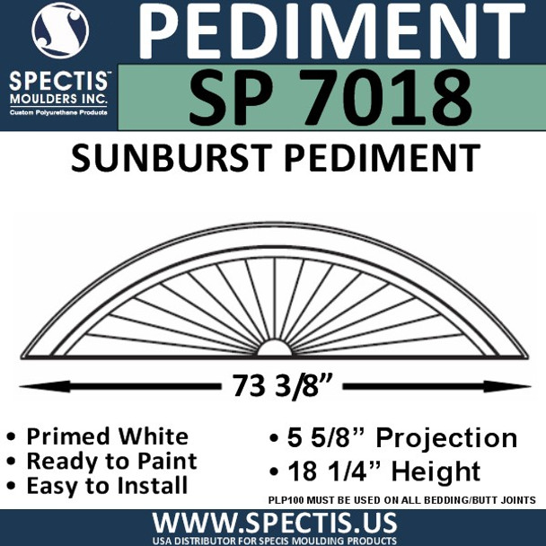 SP7018 Sunburst Pediment 74 5/8" x 18 1/4"