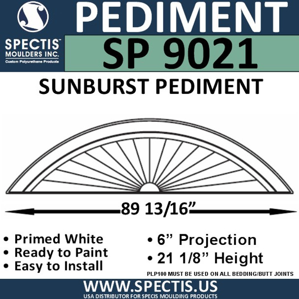 SP9021 Sunburst Pediment  91 1/4 x 21 1/8"