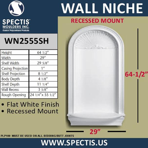 WN2555SH In-Wall Niche Flat White Finish with Shell Top 29" x 64 1/2"