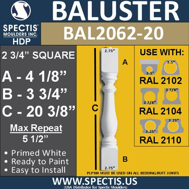 BAL2062-20 Spectis Urethane Railing Baluster 2 3/4" x 20 3/8"