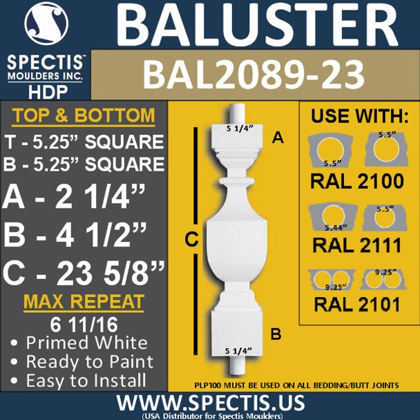 BAL2089-23 Spectis Urethane Railing Baluster 5 1/4" x 23 5/8"