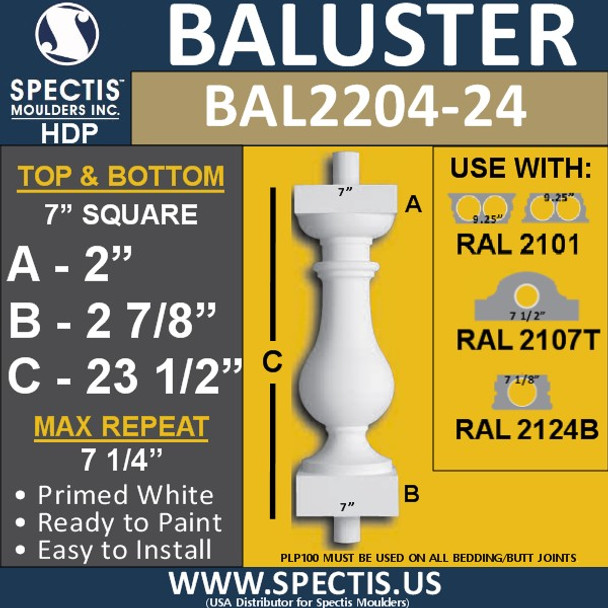 BAL2204-24 Spectis Urethane Railing Baluster 7" x 23 1/2"