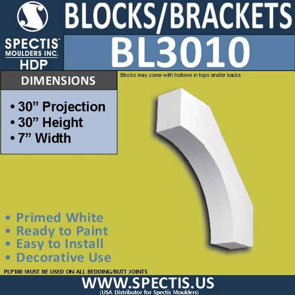 BL3010 Eave Block or Bracket 7"W x 30"H x 30" P