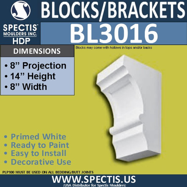 BL3016 Eave Block or Bracket 8"W x 14"H x 8" P