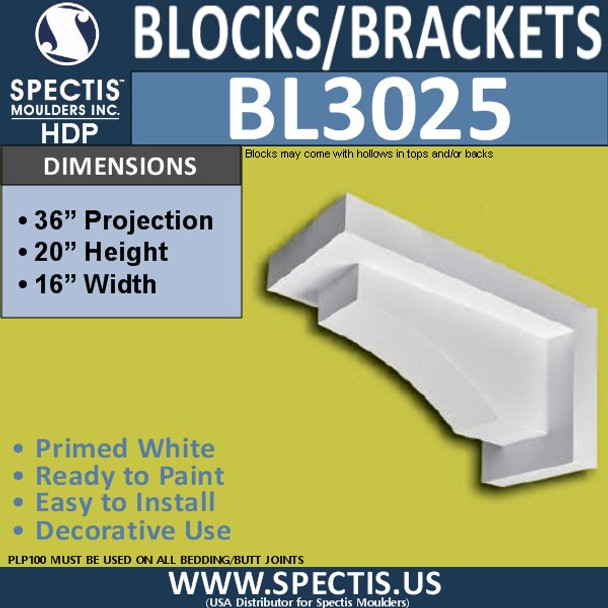 BL3025 Eave Block or Bracket 16"W x 20"H x 36" P