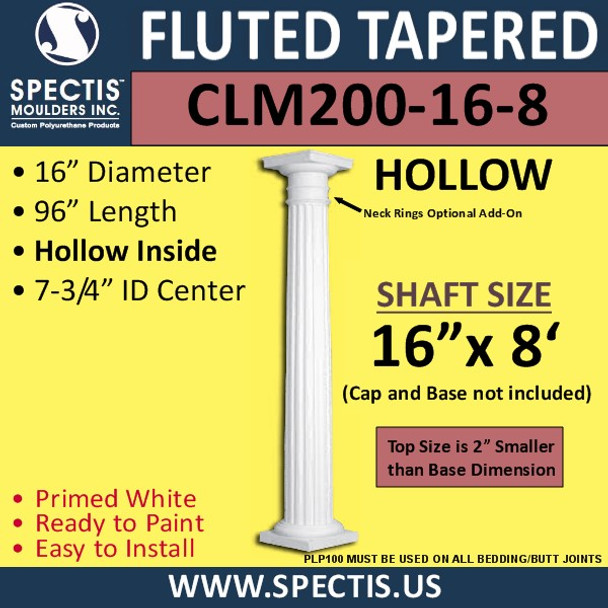 CLM200-16-8 Fluted Tapered Column 16" x 96"
