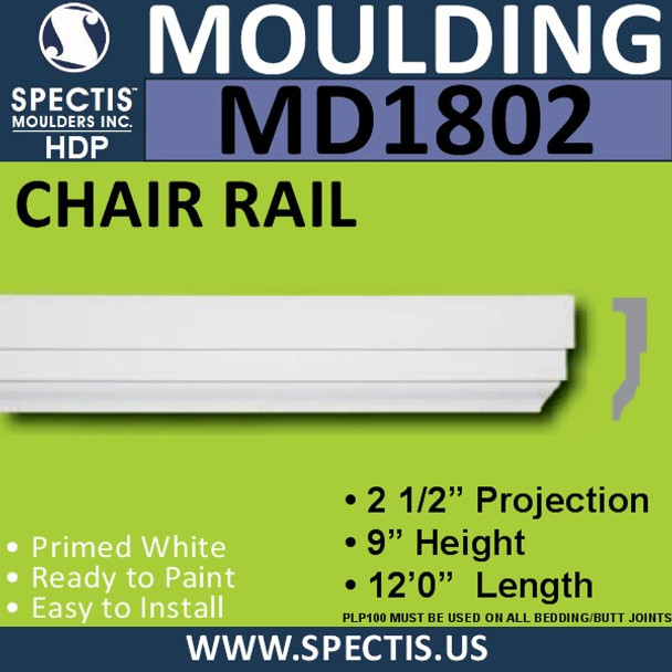 MD1802 Chair Rail Molding Trim decorative spectis urethane