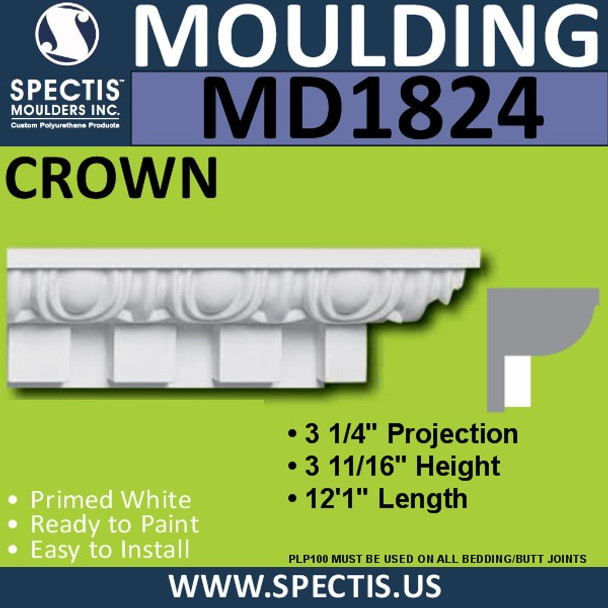 MD1824 Crown Molding Trim decorative spectis urethane