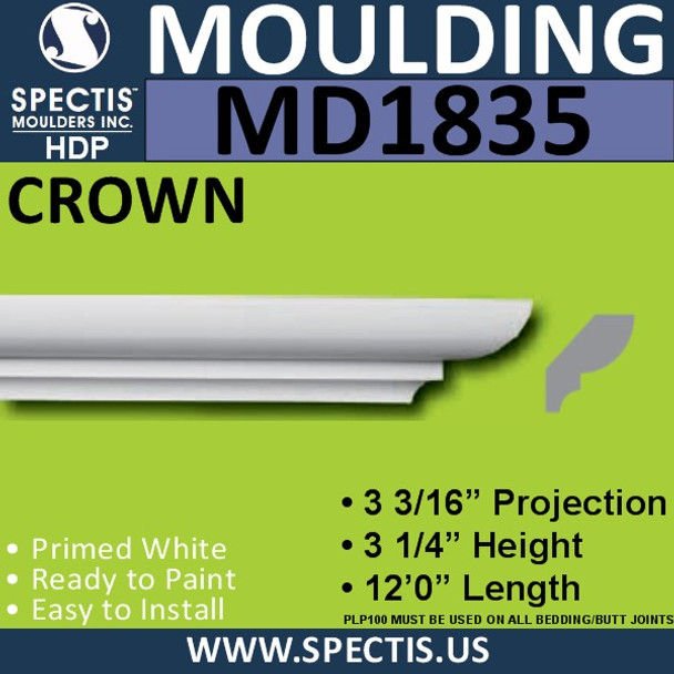 MD1835 Crown Molding Trim decorative spectis urethane