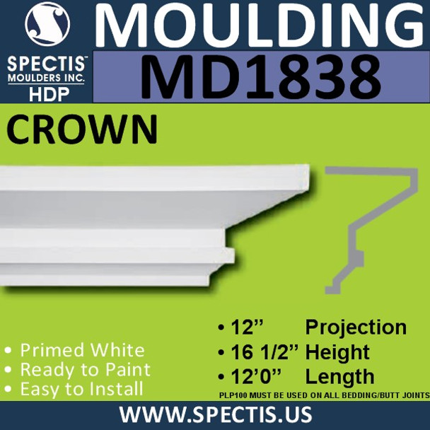 MD1838 Crown Molding Trim decorative spectis urethane