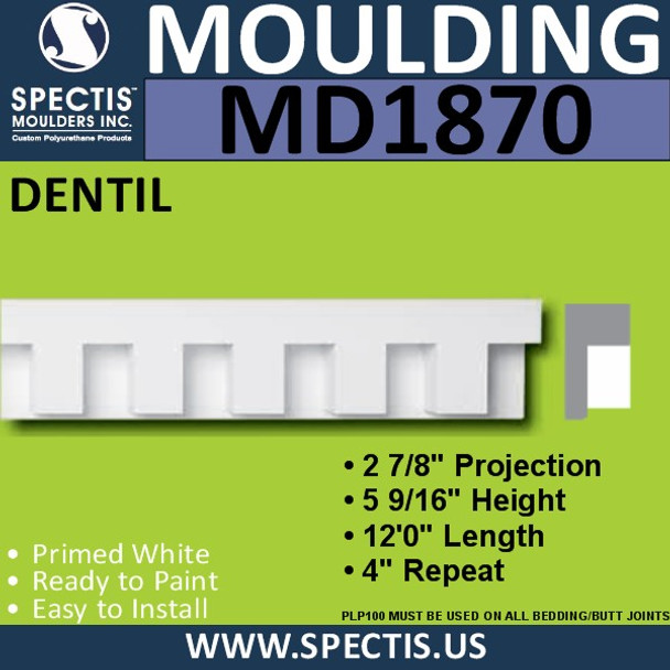 MD1870 Dentil Molding Trim decorative spectis urethane