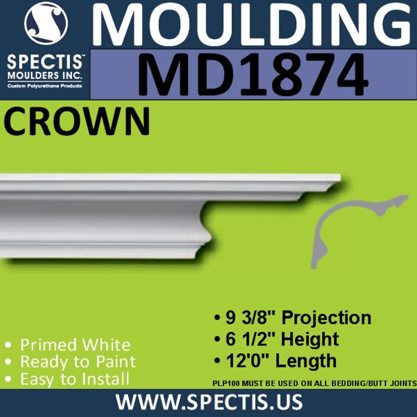 MD1874 Crown Molding Trim decorative spectis urethane