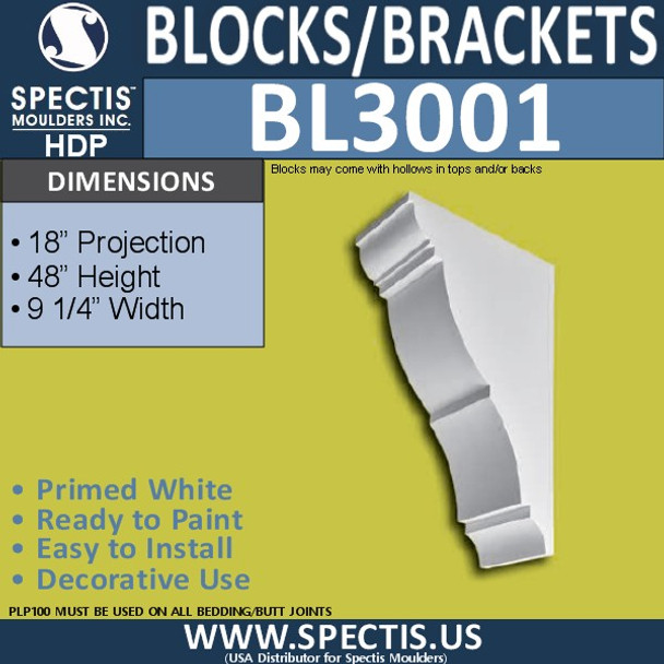 BL3001 Eave Block or Bracket 9 .25"W 48"H x 18"P