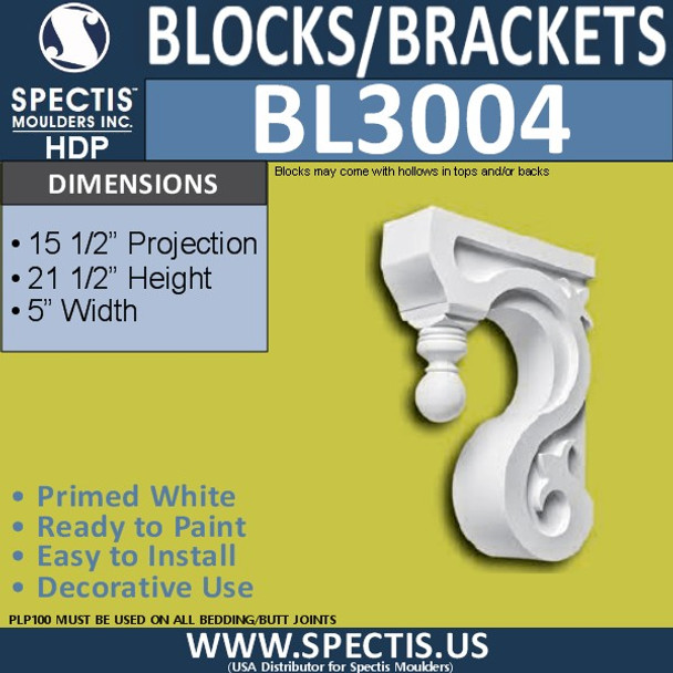 BL3004 Eave Block or Bracket 5"W X 21/5"H x 15.5"P