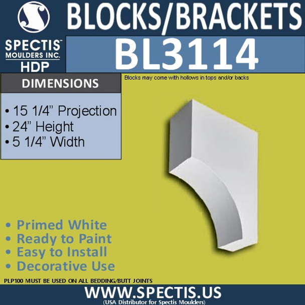 BL3114 Eave Block or Bracket 5.25"W x 24"H x 15.25"P