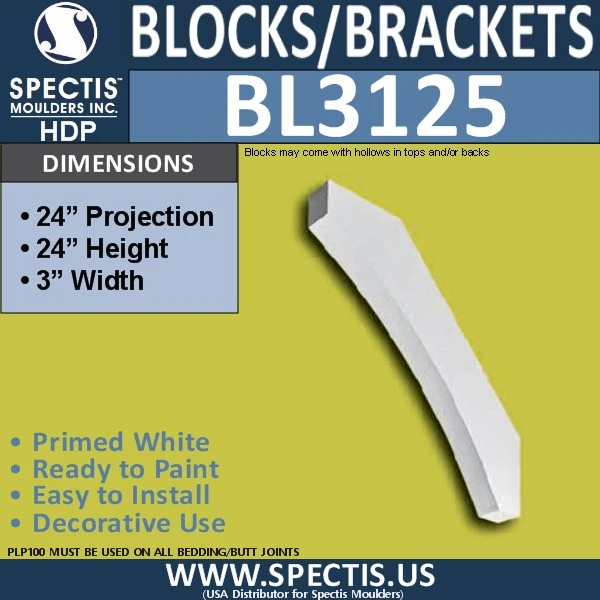 BL3125 Decorative Eave Bracket 3"W x 24"H x 24"P