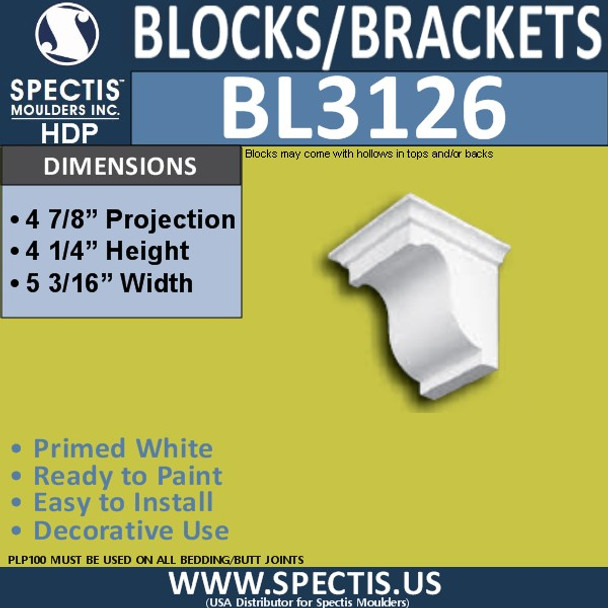 BL3126 Eave Block or Bracket 5.18"W x 4.25"H x 4.87"P