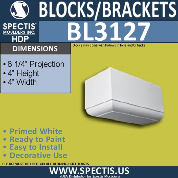 BL3127 Eave Block or Bracket 4"W x 4"H x 8"P