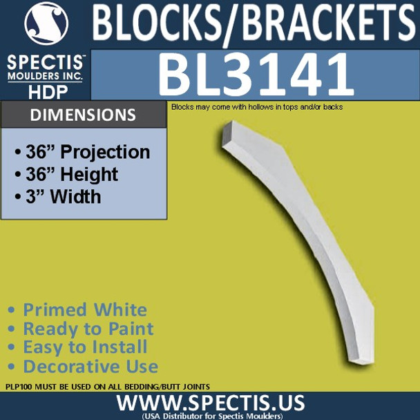 BL3141 Eave Block or Bracket 3"W x 36"H x 36"P