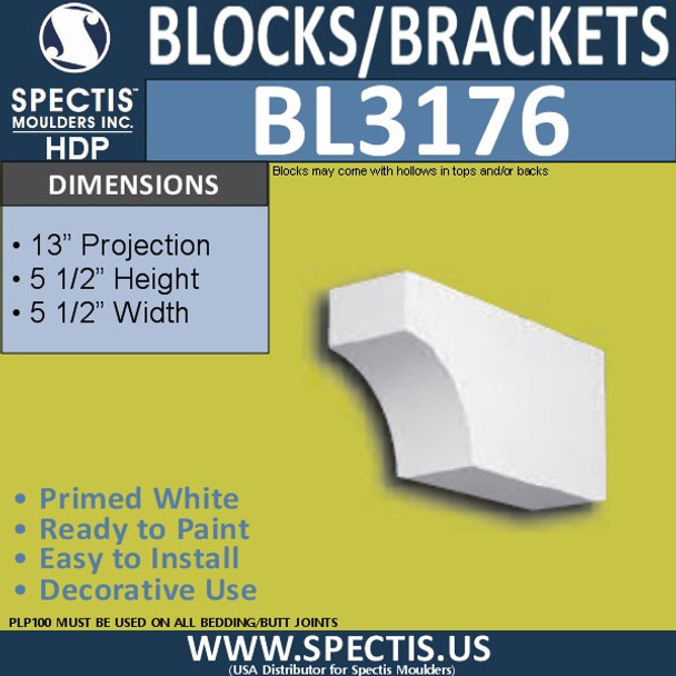 BL3176 Eave Block or Bracket 5.5"W x 5.5"H x 13"P